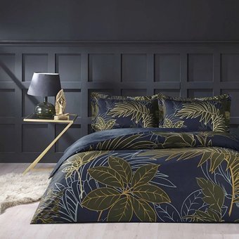 Taç Marielle Pamuk Saten 4 Mevsim 200x220 cm Çarşaflı Desenli Çift Kişilik Nevresim Takımı Lacivert