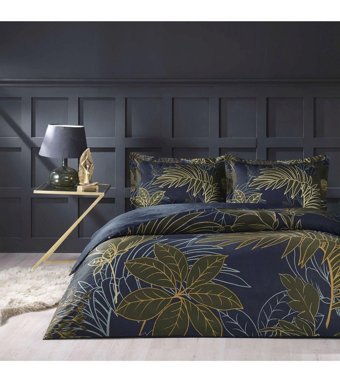 Taç Marielle Pamuk Saten 4 Mevsim 200x220 cm Çarşaflı Desenli Çift Kişilik Nevresim Takımı Lacivert