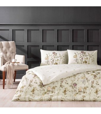 Taç Nina Ranforce 4 Mevsim 200x220 cm Çarşaflı Desenli Çift Kişilik Nevresim Takımı Bej
