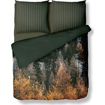 Helen George Forest Pamuk Saten 4 Mevsim 200x220 cm Çarşaflı Desenli Çift Kişilik Nevresim Takımı Haki