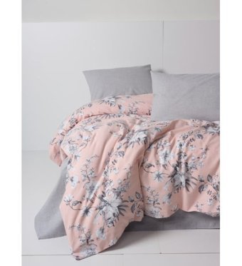 Cotton Box Flanel Pamuklu 4 Mevsim 200x220 cm Çarşaflı Desenli Çift Kişilik Nevresim Takımı Pudra
