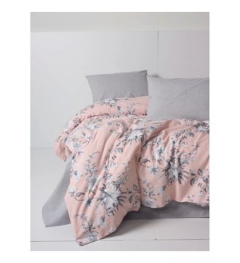Cotton Box Flanel Pamuklu 4 Mevsim 200x220 cm Çarşaflı Desenli Çift Kişilik Nevresim Takımı Pudra