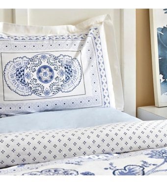 Karaca Home Amar Pamuklu 4 Mevsim 200x220 cm Çarşaflı Desenli Çift Kişilik Nevresim Takımı Mavi