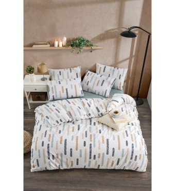 Tabu Home Harmoni Pamuk-Polyester 4 Mevsim 200x220 cm Desenli Çift Kişilik Nevresim Takımı Beyaz