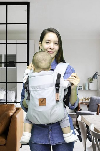 Vivolibaby 20 kg Kapasiteli Oturaklı Her Yöne Yenidoğan Kanguru Açık Gri