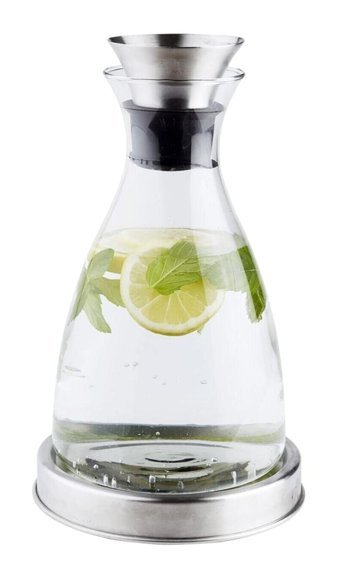 Biradlı Detoks Metal Kapaklı Cam Sürahi 1.5 lt