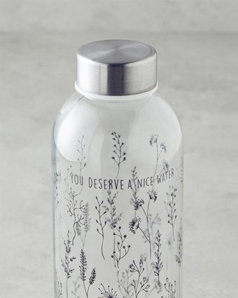 English Home Floral Metal Kapaklı Cam Sürahi 750 ml