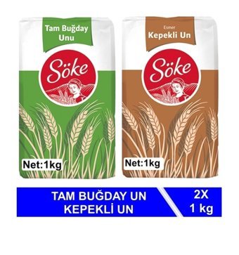 Söke Tam Buğday Unu 1 kg + Söke Esmer Kepekli Un 1 kg