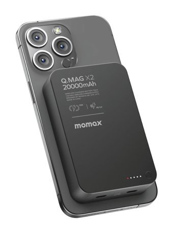 Momax Q.Mag X2 20000 mAh Hızlı Şarj Mıknatıslı USB Kablosuz Powerbank Siyah