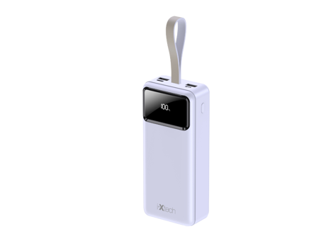 Ixtech Pb028 30000 mAh Hızlı Şarj Dijital Göstergeli USB Çoklu Bağlantı Powerbank Beyaz