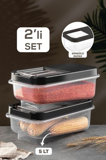 Meleni Home Dikdörtgen Plastik Saklama Kabı 2x5 lt