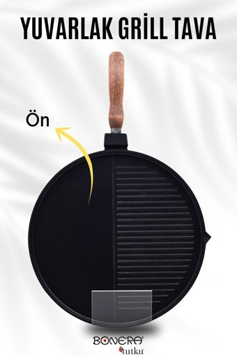 Bonera İndüksiyon Döküm 32 cm Grill Tava