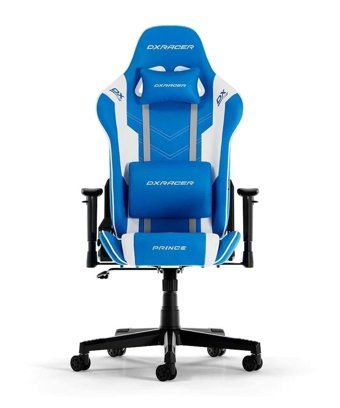 DXRacer Prince Serisi L Ortopedik Suni Deri Oyuncu Koltuğu Beyaz-Mavi