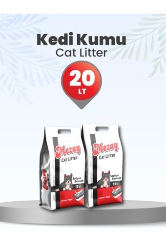 Mezay Sodyum Betonit Topaklanan İnce Taneli Bentonit Kedi Kumu 2x10 lt