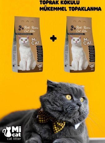Mi Cat Naturel Topaklanan İnce Taneli Bentonit Kedi Kumu 2x10 lt