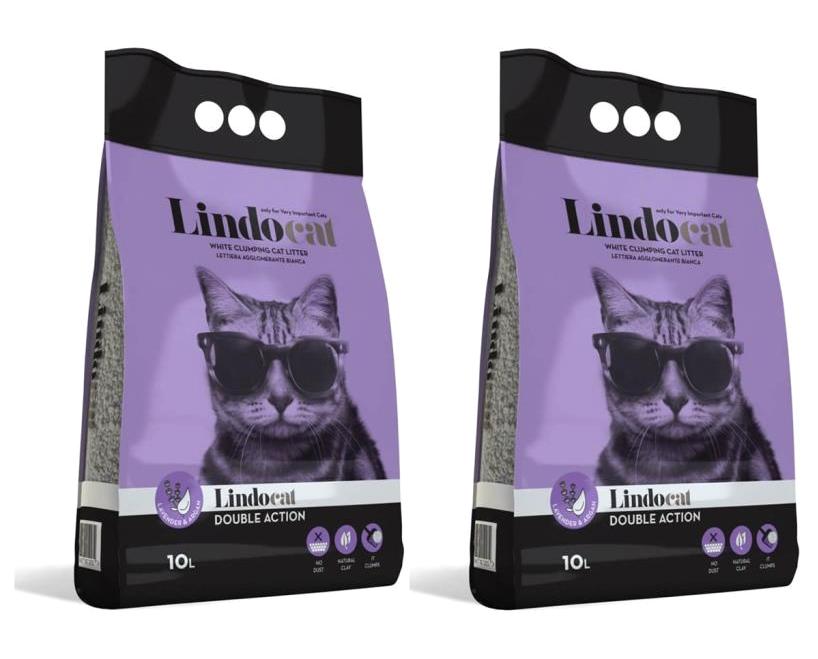 LindoCat Topaklanan İnce Taneli Bentonit Kedi Kumu 2x10 lt