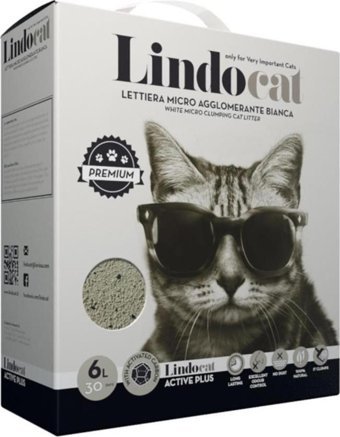 LindoCat Topaklanan İnce Taneli Aktif Karbonlu Bentonit Kedi Kumu 6 lt
