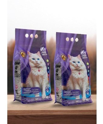 Pro Miyu Lavanta Kokulu Topaklanan İnce Taneli Bentonit Kedi Kumu 2x10 lt
