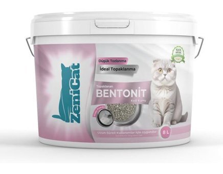 ZeniCat Bebek Pudrası Kokulu Topaklanan İnce Taneli Bentonit Kedi Kumu 8 lt