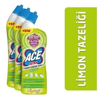 Ace Ultra Yoğun Limon Banyo - Tuvalet İçin Konsantre Jel Çamaşır Suyu 3x750 ml