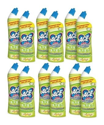 Ace Ultra Yoğun Limon Banyo - Tuvalet İçin Konsantre Jel Çamaşır Suyu 12x750 ml