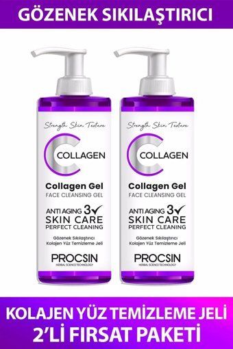 Procsin Kolajen Alkolsüz Tüm Ciltler Su Bazlı Yüz Temizleme Jeli 2x150 ml