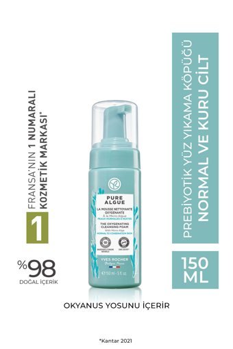 Yves Rocher Prebiyotik Alkolsüz Kuru-Normal Ciltler Su Bazlı Yüz Temizleme Köpüğü 150 ml