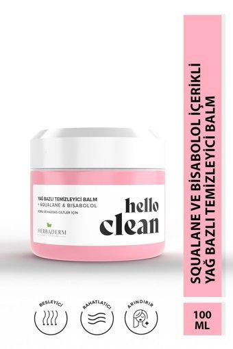 Herbaderm Hello Clean Alkolsüz Kuru-Hassas Ciltler Yağ Bazlı Yüz ve Makyaj Temizleme Kremi 100 ml