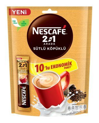 Nescafe 2'si 1 Arada Sütlü Köpüklü 10 gr 60'lı Hazır Kahve