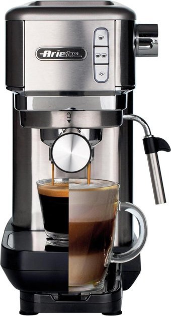 Ariete Moderna Slim 1300 W Paslanmaz Çelik Tezgah Üstü Kapsülsüz Taşınabilir Manuel Espresso Makinesi Gümüş