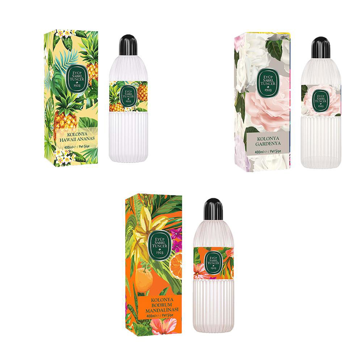 Eyüp Sabri Tuncer Bodrum Mandalinası-Hawaii Ananas-Gardenya Pet Kolonya 3x400 ml