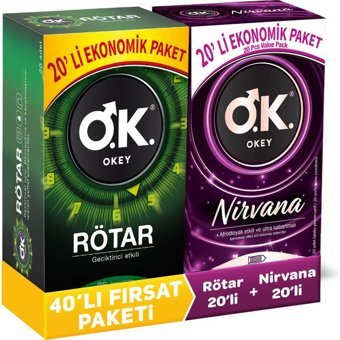 Okey Rötar-Nirvana Geciktiricili Tırtıklı Prezervatif 2x20'li