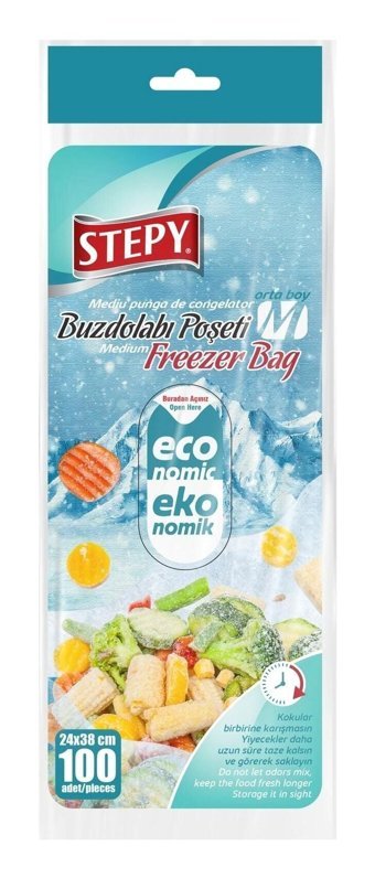 Stepy Orta Kilitli Buzdolabı Poşeti 100'lü