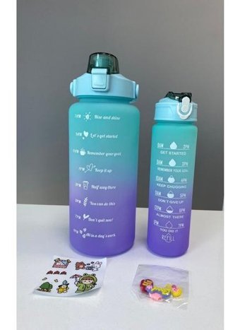 Osteti Mor - Yeşi̇l Plastik Spor Motivasyonlu Yetişkin Matara 2 lt