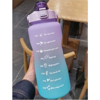 Nıdage Pipetli Lila-Mavi Plastik Günlük Motivasyonlu Yetişkin Matara 2 lt