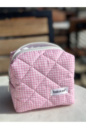 Batekso Kare Pembe Seyahat Makyaj Çantası