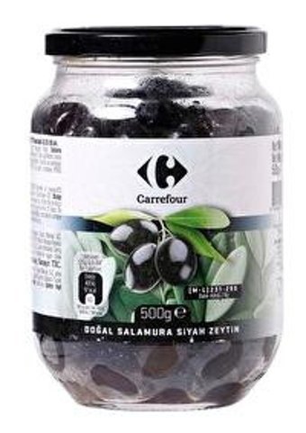 Carrefour Tuzlu Salamura Yağlı Siyah Zeytin Kavanoz 500 gr