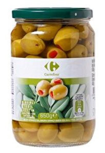 Carrefour Tuzlu Salamura Biberli Yeşil Zeytin Kavanoz 400 gr