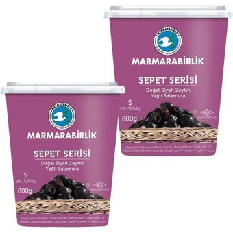 Marmarabirlik Sepet serisi Tuzlu Salamura Yağlı Siyah Zeytin Kutu 2x800 gr