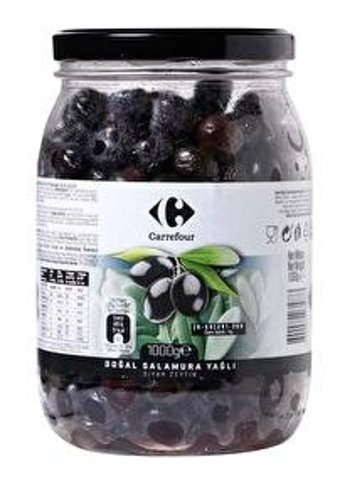 Carrefour Tuzlu Salamura Yağlı Siyah Zeytin Kavanoz 1000 gr
