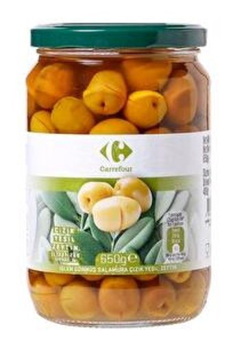 Carrefour Tuzlu Salamura Çizik Yeşil Zeytin Kavanoz 400 gr