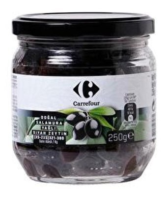 Carrefour Tuzlu Salamura Yağlı Siyah Zeytin Kavanoz 250 gr
