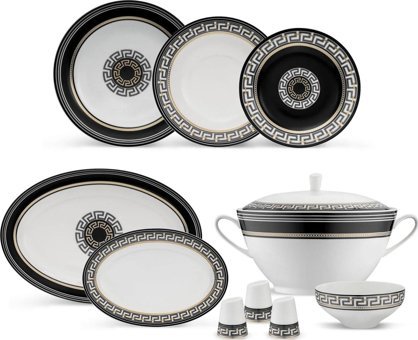 Jumbo Hera 60 Parça 12 Kişilik Desenli Bone Yuvarlak Yemek Takımı