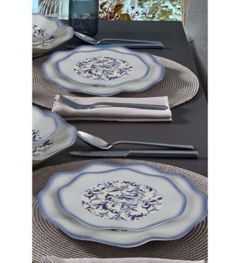 Güral Porselen Nesrin 3214 24 Parça 6 Kişilik Desenli Porselen Yuvarlak Yemek Takımı