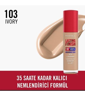Rimmel London Lasting Finish 103 True Ivory Güneş Koruyuculu Likit Fondöten 30 ml