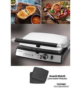 Goldmaster Tostmix 6 Dilim Döküm Çıkartılabilir Plaka Tek Yönlü Beyaz Izgaralı Tost Makinesi