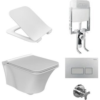 Turkuaz Ibiza Rimless Seramik Kanalsız Arkadan Çıkışlı Asma Klozet Beyaz