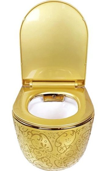 Pure WH-756N 36 cm Seramik Kanallı Arkadan Çıkışlı Asma Klozet Beyaz Gold