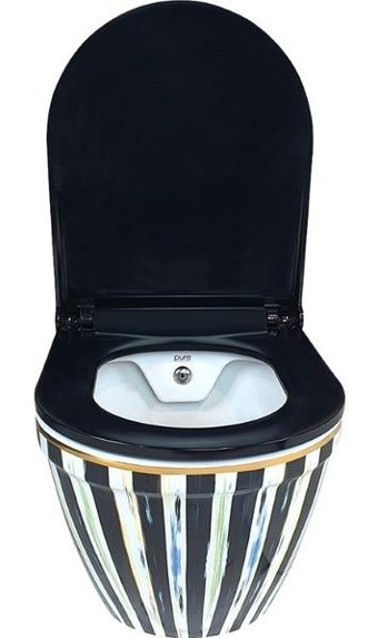 Pure WH-795 52 cm Seramik Kanallı Arkadan Çıkışlı Asma Klozet Siyah