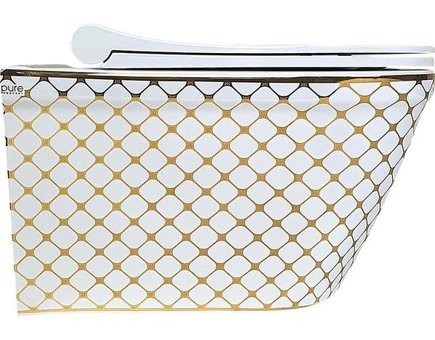 Pure WH-783N 50 cm Seramik Kanallı Arkadan Çıkışlı Asma Klozet Beyaz Gold